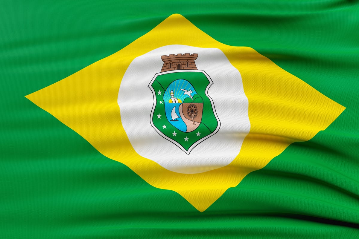 Flag of the state of Ceará of Brazil in 3d render realistic